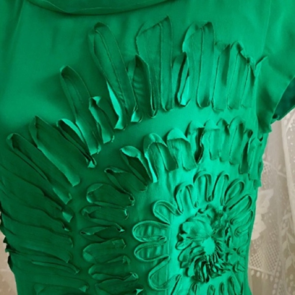 BODEN Limited Edition Silk Green Flowered Sheath